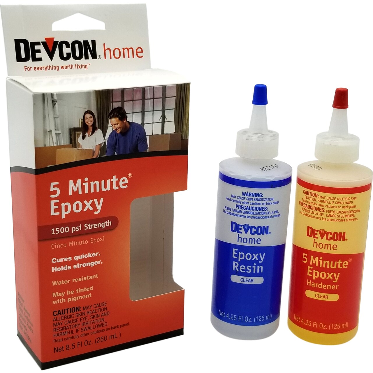 Devcon Fast Set 5-Minute Clear Colorless 1500 psi Epoxy Adhesive Glue 8.5 fl oz